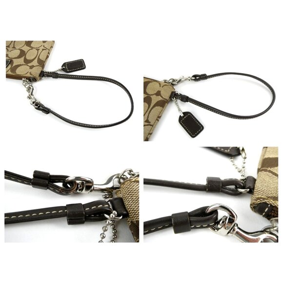 Coach Signature Khaki Brown Wristlet - Picture 8 of 11